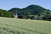 Little village Kleinsassen, Milseburg, Hofbieber, Kleinsassen, Rhoen, Hesse, Germany