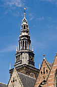Church, Oude Kerk, Walletjes, Steeple of Oude Kerk Old Church, St. Nicholas, Walletjes Red Light District, , Amsterdam, Holland, Netherlands