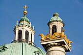 Cupola and column of the Karlskirche at Karlsplatz, Vienna, Austria