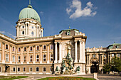 Matthias Fountain and Royal Palace, Hungarian National Gallery with Matthias Fountain at Royal Palace on Castle Hill, Buda, Budapest, Hungary