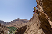 Rock climbing, Todra gorge, Morocco