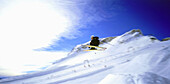 Skier jumping, mount Zugspitze, Upper Bavaria, Bavaria, Germany