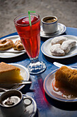 Greek sweets and coffee serving in the Marianthi Tavern, Zia, Kos, Greece