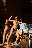 Man wearing a crazy thong in the Tropicana Club, Paradise Beach, Mykonos, Greece