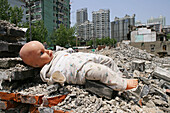 demolition, left back doll, redevelopment area, Living amongst ruins, encroaching new highrise