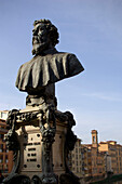 Stone bust at Ponte Vecchio, Florence, Italy