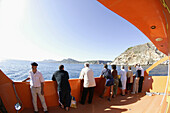 Costa Brava,Ausflugsgäste, Glasbodenboot Nautilus, Gewässer bei den Illes Medes, Costa Brava, Katalonien Spanien