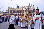 Procession in Cracow, Corpus Christi Procession on Market square in Cracow, Poland