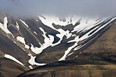 Mountain with snowpatches, Spitsbergen, Norway