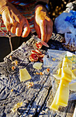 Preparing a hikers dinner, Triglav Nationalpark, Julian Alps, Slovenia, Alps