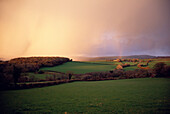 Weather front in spring over Dartmoor, Devon, England