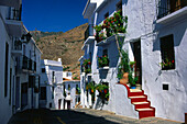 Alley in Frigliana with whitewashed houses,white village,Province Malaga,Andalusia,Spain