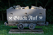 Good Luck written on the side of a mining waggon,Unterbreizbach, Thuringia, Germany