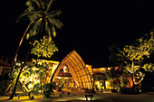 Eingangshalle bei Nacht,Taha'a Pearl Beach Resort, Taha'a, Französisch Polynesien