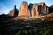 Los Mallos de Riglos, Rock formation, Village of Riglos, Pyrenees, Province of Huesca, Aragon, Spain