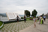 Giant Book at Three Gorges Dam Observation Area,Sandouping, Yichang, Xiling Gorge, Yangtze River, China