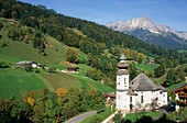 Kirche Maria Gern mit Untersberg, Berchtesgadener Alpen, Oberbayern, Bayern, Deutschland