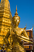 Kinnorn sculpture near a Chedi, Wat Phra Kaew, the most important Buddhist temple of Thailand, Ko Ratanakosin, Bangkok, Thailand
