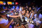 Female bartender mixing a cocktail for a woman, Q-Bar, a trendy bar for locals and expats, TH Sukhumvit, Bangkok, Thailand