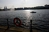Inner Alster Lake, tourists, fountain, City, Hamburg