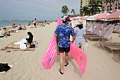 Hotel, Gäste, Strand, Strandleben, Waikiki Beach, Honolulu, Vereinigte Staaten von Amerika, U.S.A.