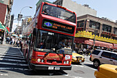 tourist bus, Canal Street, Little China, Manhattan, New York City, New York, United States of America, U.S.A.