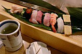 Sushi, fish, tea, restaurant, Ginza, Tokyo, Japan