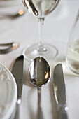cutlery, restaurant, table, cruise ship MS Delphin Renaissance, Cruise Bremerhaven - South England, England