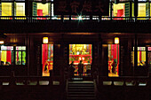 Courtyard, prayer hall,  Wannian monastery and temple, pilgrims hostel, China, Asia,  World Heritage Site, UNESCO