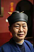 Portrait einer chinesischen Nonne, Nonnenkloster Huanting, Heng Shan Süd, Provinz Hunan, China, Asien