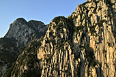 Pilgrim path in the mountain face, Shaoshi Mountains, Song Shan, Henan province, China