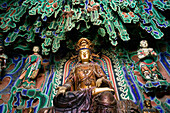 Grosse Halle, Manjusri Tempel mit Buddha Statue, Wutai Shan, Taihuai Stadt, Provinz Shanxi, China, Asien