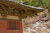 Dong Ye Tempel, Wutai Shan ,Dachkonstruktion, Dachüberstand, Dong Ye Tempel, älteste Holzhalle in China, gebaut im Jahre 782, Wutai Shan, Provinz Shanxi, China, Asien