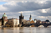 View of the Vltava River and Charles Bridge, Prague, Czech Republic