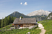 Berghütte in der Nähe von Jenner, Lake Koenigssee, Berchtesgaden, Berchtesgadener Land, Bayern, Deutschland
