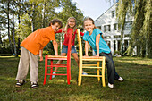 Children playing Musical Chairs, children's birthday party