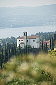 Blick über den Gardasee, Gardone Riviera, Lombardei, Italien