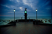 Boardwalk in the evening, island Wangerooge, East Friesland, Lower Saxony, Germany