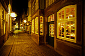 Schnoorviertel district at night, Bremen, Germany