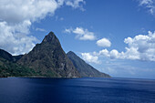 View of the Pitons, Near Soufriere, St. Lucia, Carribean