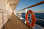 MS Bremen Lifering on Deck 5 Walkway,Aboard MS Bremen Cruise Ship, Hapag-Lloyd Kreuzfahrten, Germany