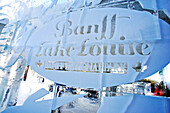 ice installation in the ski resort of Lake Louise. This installation was build because of the world cup ski race and start of the ski season 2005. Banff Lake Louise, rocky Mountains, Alberta, Canada, North America