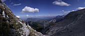 Panoramic view of the Alpspitze, south slope, Wetterstein mountains, Bavaria, Germany
