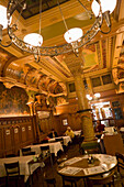 View inside the restaurant Bierhalle Kropf with a nicely decorated Art Nouveau ceiling, Zurich, Canton Zurich, Switzerland