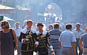 Street scene during the Wallenstein festival, Altdorf, Frankenalb, Franconia, Bavaria, Germany