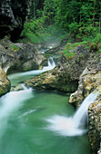 River of Weissbach with waterfalls, Chiemgau, Upper Bavaria, Bavaria, Germany