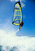 A windsurfer windsurfing near Hawaii, USA, America
