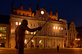 Rostock townhall at night, Mecklenburg-Pomerania, Germany, Europe