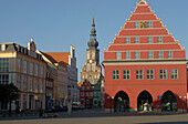 Greifswald, Marktplatz mit Rathaus, Mecklenburg-Vorpommern, Deutschland, Europa