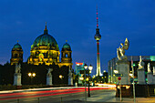 Television Tower and Berlin Cathedral at night, Berlin, Germany